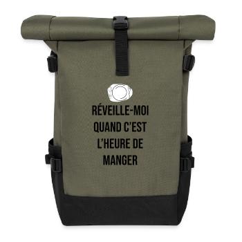 Réveille moi quand c'est l'heure de manger - Sac à dos roll top - olive/noir - Devant