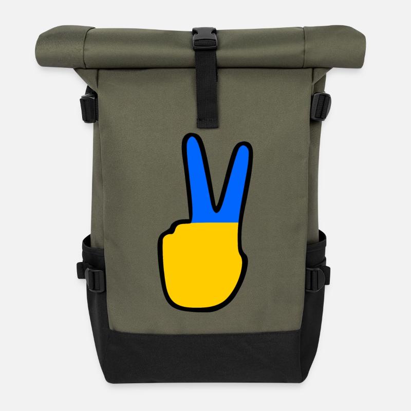 Ukraine - Roll Top Backpack - olive/black