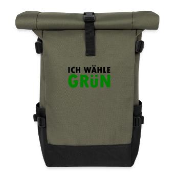 Ich wähle grün - Rolltop Rucksack - Olive/Schwarz - Vorne