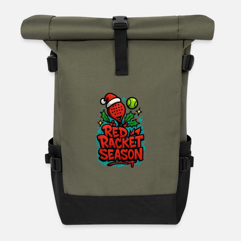 Red Padel Racket Season - Roll Top Backpack - olive/black