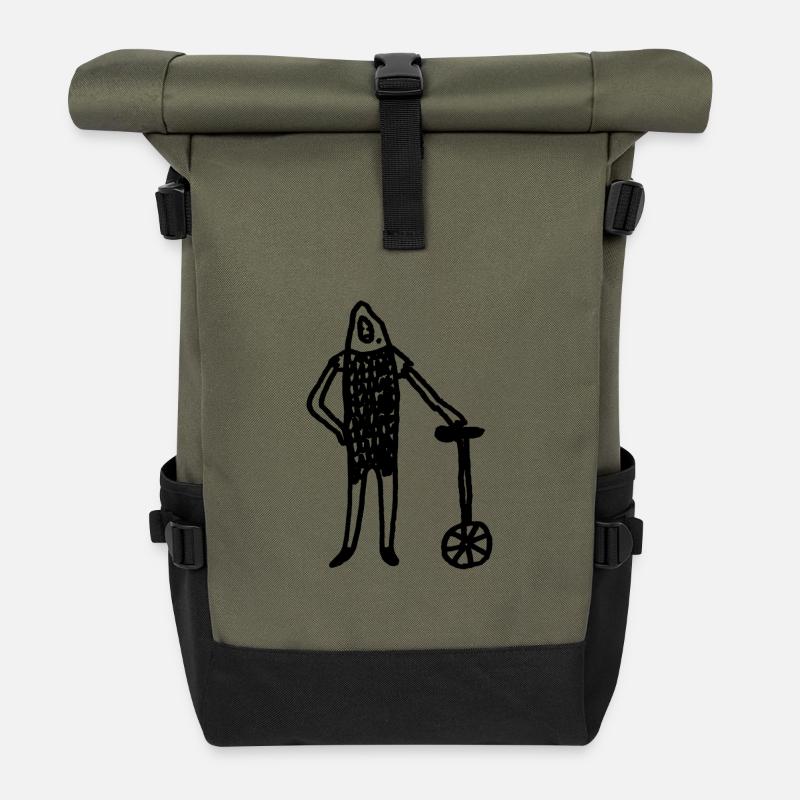 Ritter_mit_Einrad - Sac à dos roll top - olive/noir