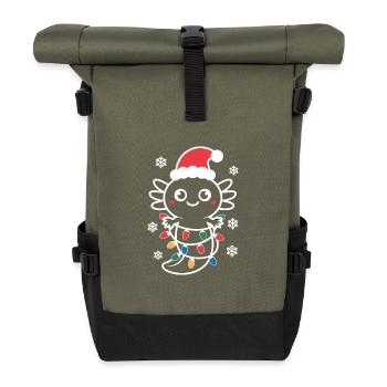 Weihnachtsspinne Weihnachtsbeleuchtung - Rolltop Rucksack - Olive/Schwarz - Vorne