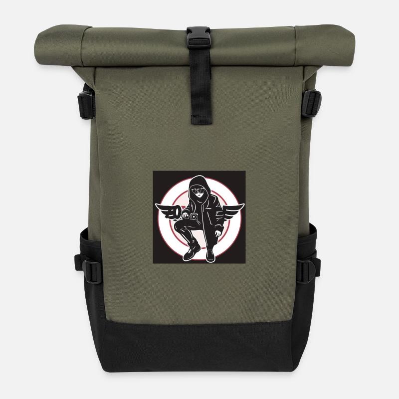 Cam guy - Roll Top Backpack - olive/black