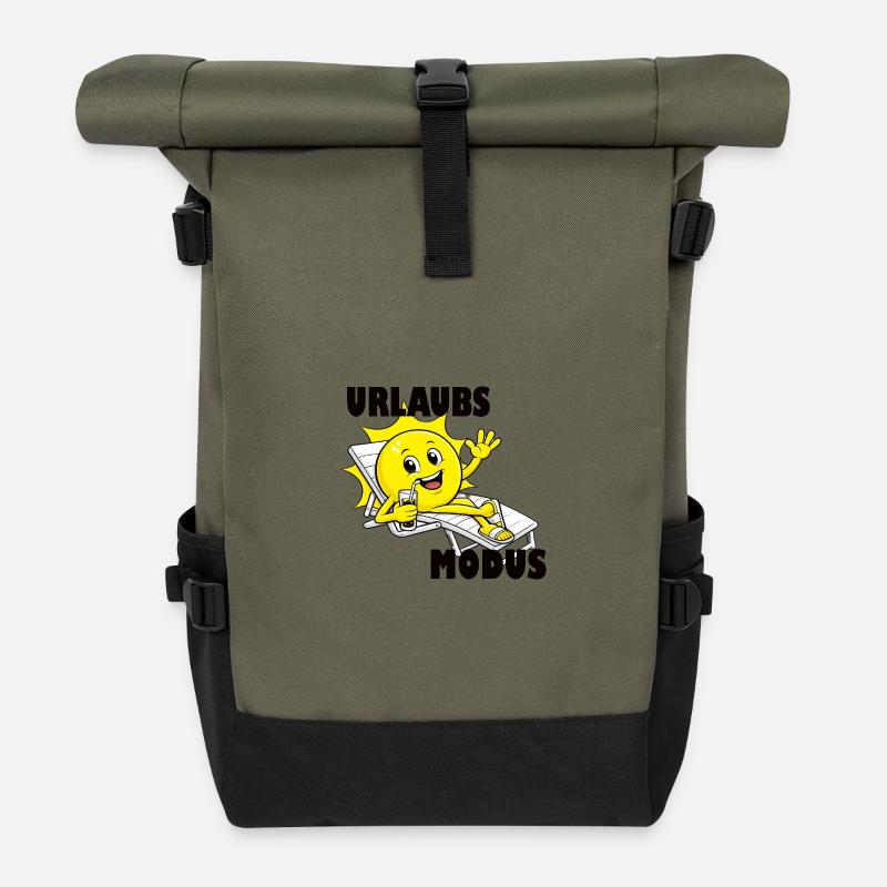 Vacation mode, vacation - Roll Top Backpack - olive/black