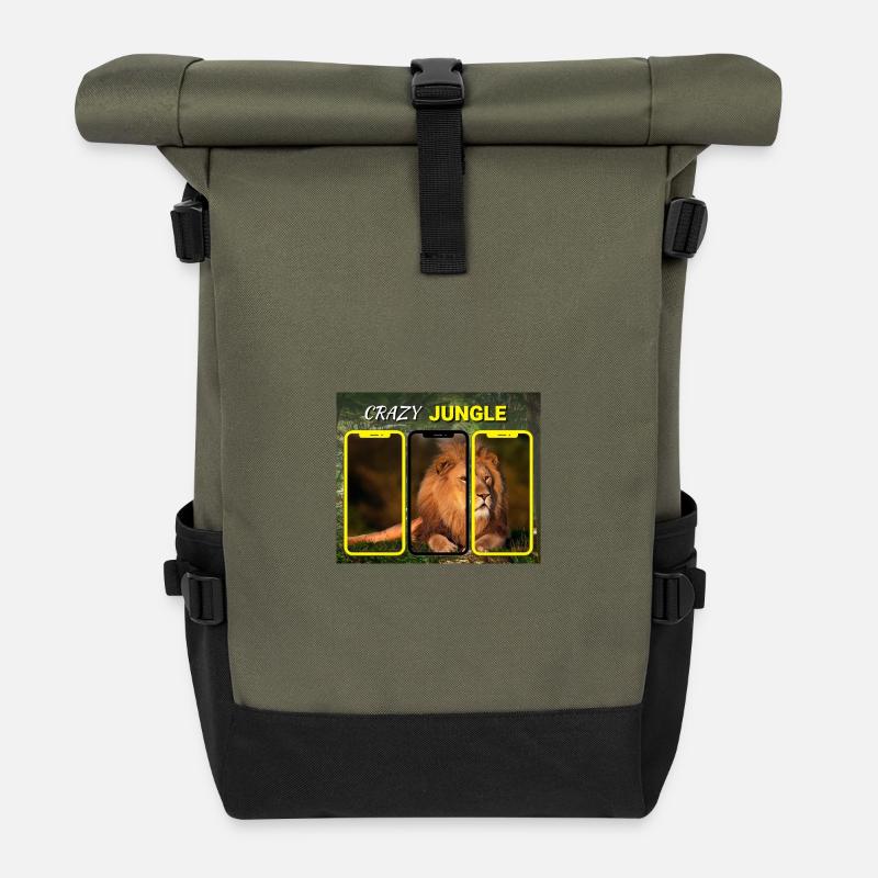 Verrückter Dschungel - Rolltop Rucksack - Olive/Schwarz