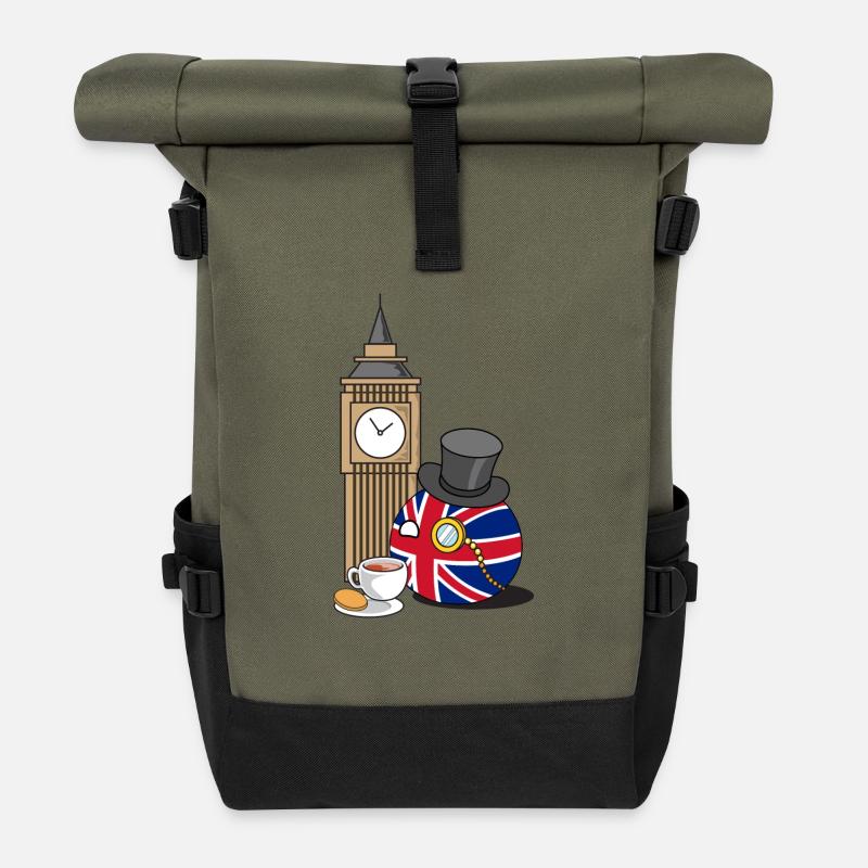 GreatBritainBall - Rolltop Rucksack - Olive/Schwarz