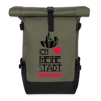 Stadt Liebe Hamburg Deutschland Spruch Geschenk - Rolltop Rucksack - Olive/Schwarz - Vorne