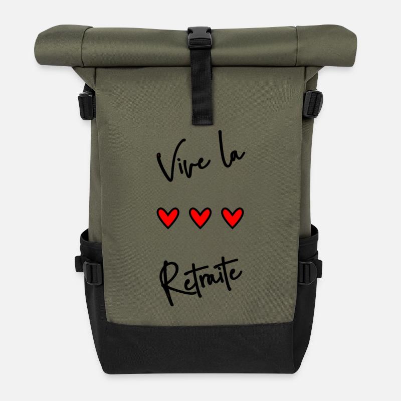 RETRAITE. BONNE RETRAITE. JOYEUSE RETRAITE - Sac à dos roll top - olive/noir
