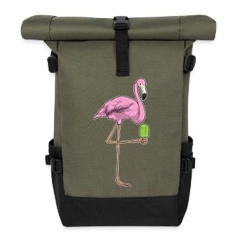 Flamingo Eis am Stiel - Rolltop Rucksack - Olive/Schwarz - Vorne