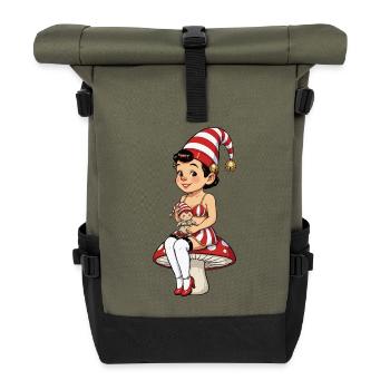 Fille lutin avec poupée bébé - Sac à dos roll top - olive/noir - Devant