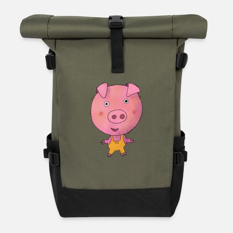 Cochon Cochon Truie - Sac à dos roll top - olive/noir