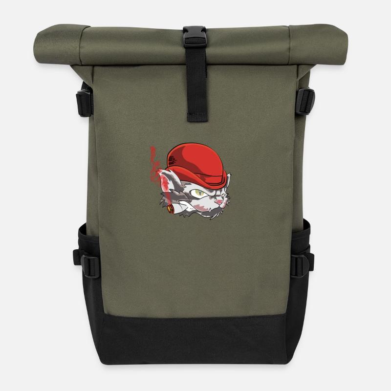 tshirt mafia cat by customstyle - Sac à dos roll top - olive/noir