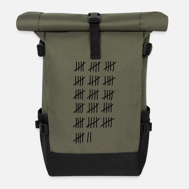 tage_zaehlen_82 - Rolltop Rucksack - Olive/Schwarz