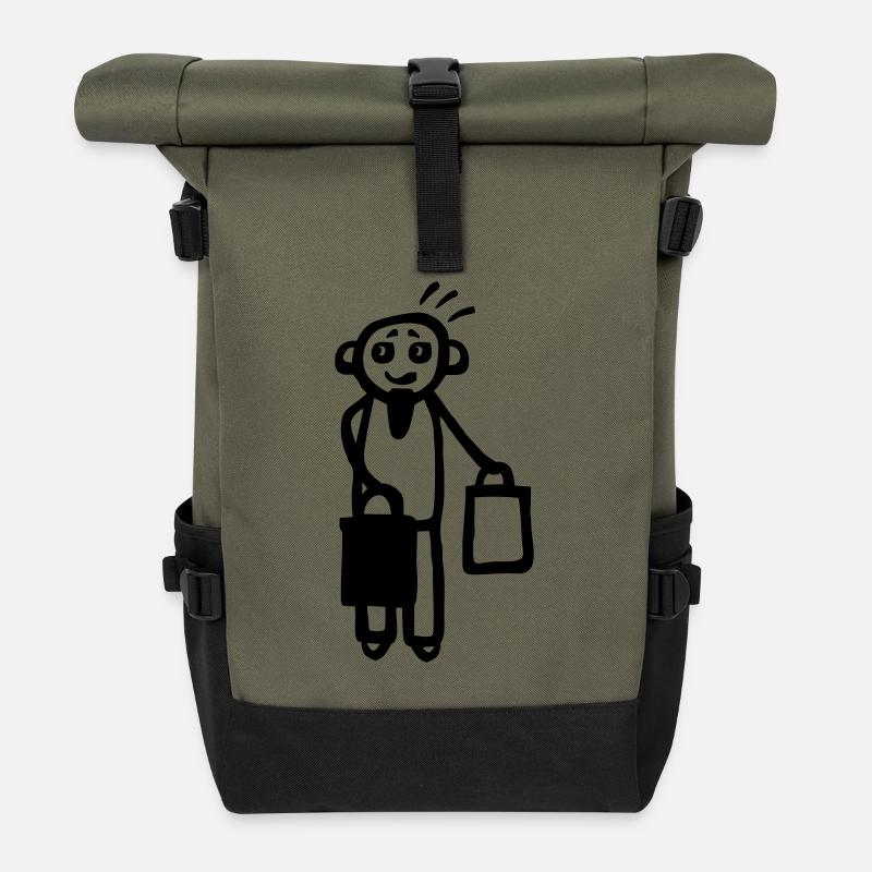 Papa geht shoppen - Rolltop Rucksack - Olive/Schwarz
