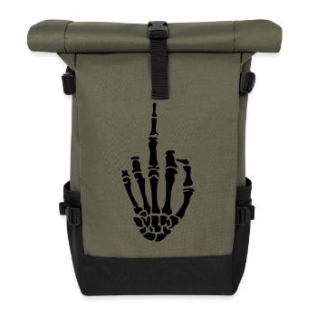 middle finger skull - Rolltop Rucksack - Olive/Schwarz - Vorne