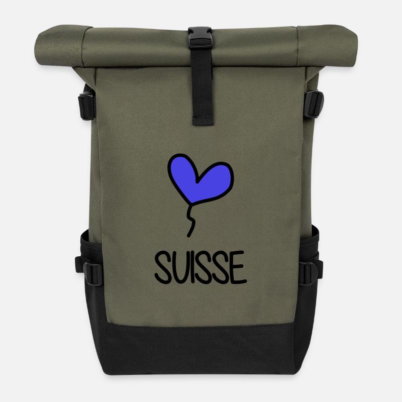SUISSE - Sac à dos roll top - olive/noir
