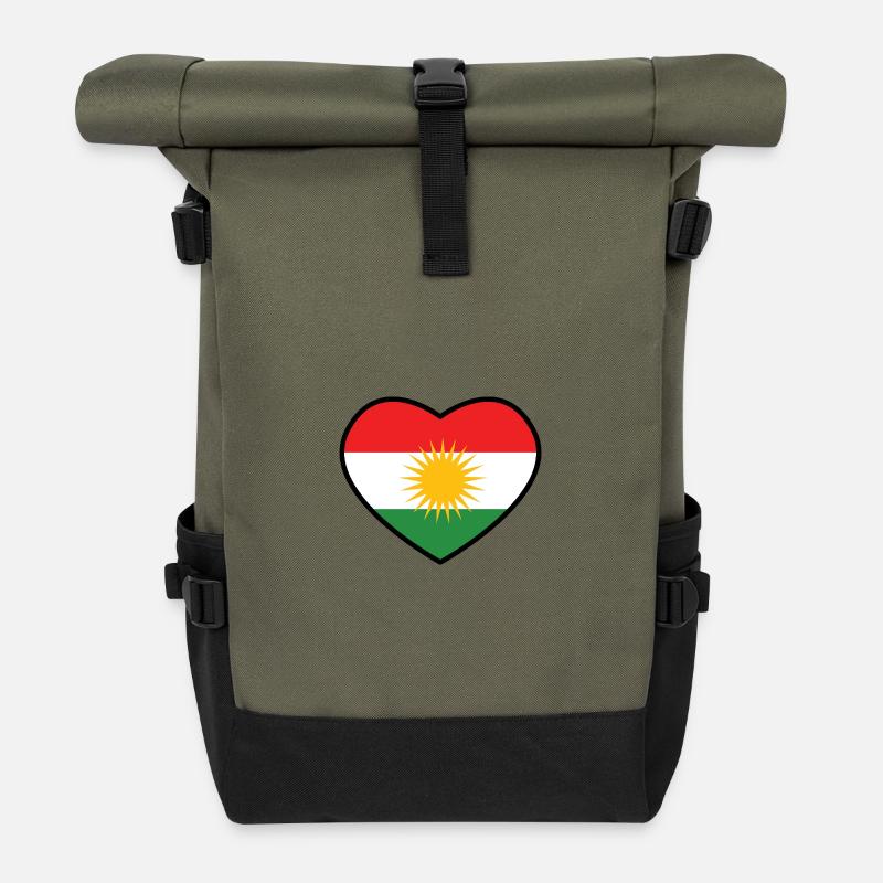 Kurdistan Flag Bakur Bashur Rojava Rojhlt Newroz - Roll Top Backpack - olive/black