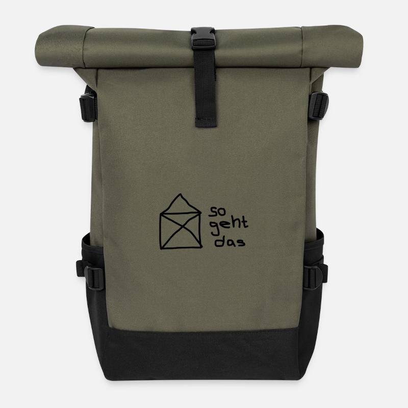 So geht das: Envelope Handlettering - Rolltop Rucksack - Olive/Schwarz