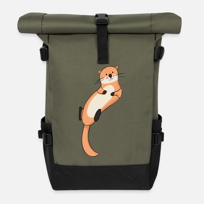 Loutres - Sac à dos roll top - olive/noir