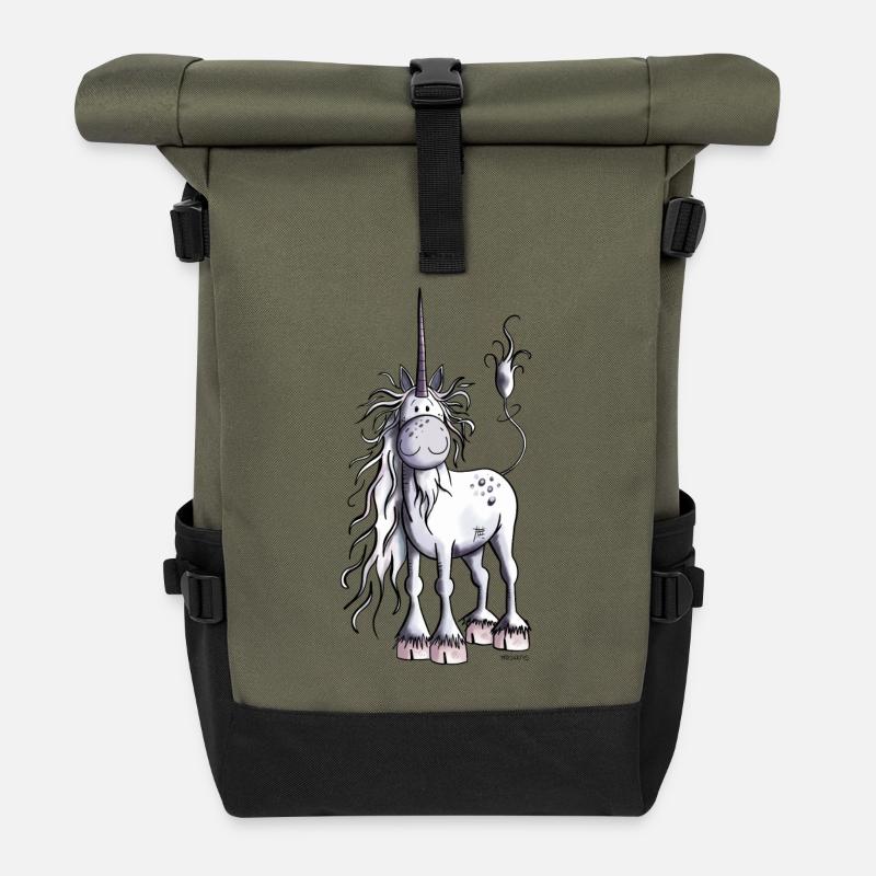 Es ist Einhorn Zeit - Rolltop Rucksack - Olive/Schwarz