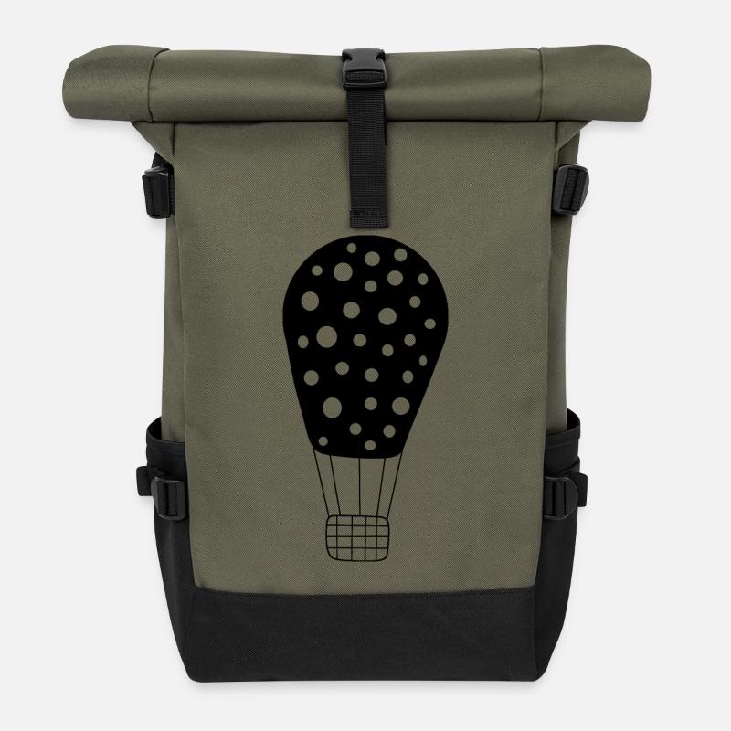 Heißluftballon schwarz - Rolltop Rucksack - Olive/Schwarz