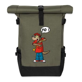 Wolf rapper - Roll Top Backpack - olive/black - Front