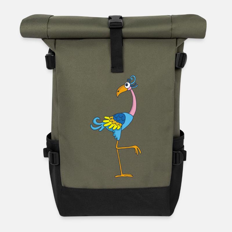 Oiseau rigolo - Sac à dos roll top - olive/noir