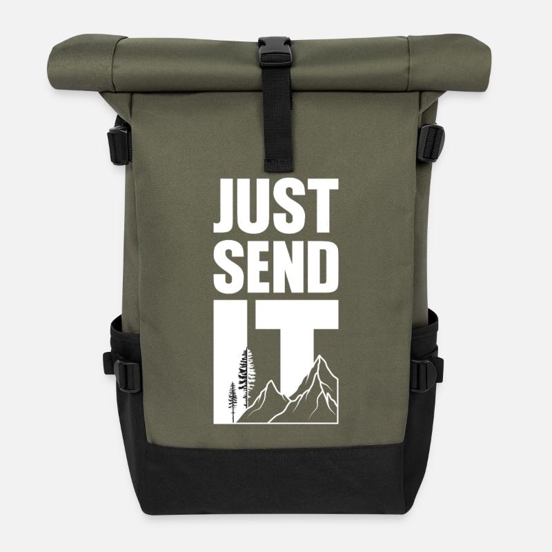Just Send It - White - Rolltop Rucksack - Olive/Schwarz