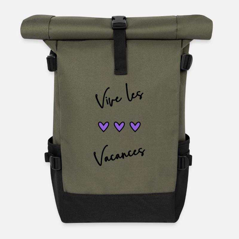 VACANCES. VIVE LES VACANCES. VACANCES - Sac à dos roll top - olive/noir