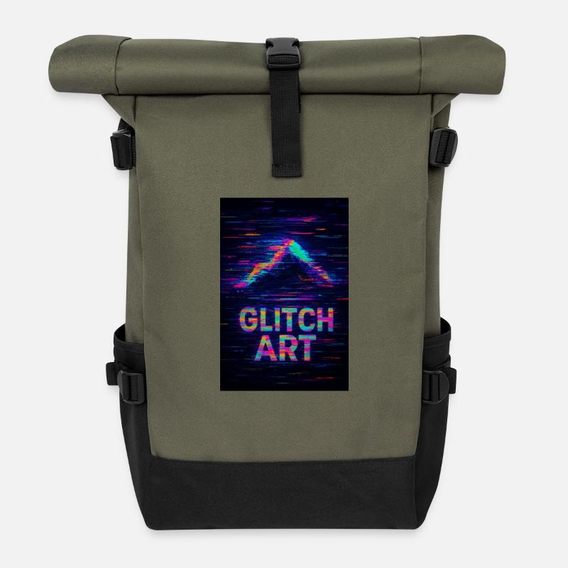 Glitch Art - Rolltop Rucksack - Olive/Schwarz