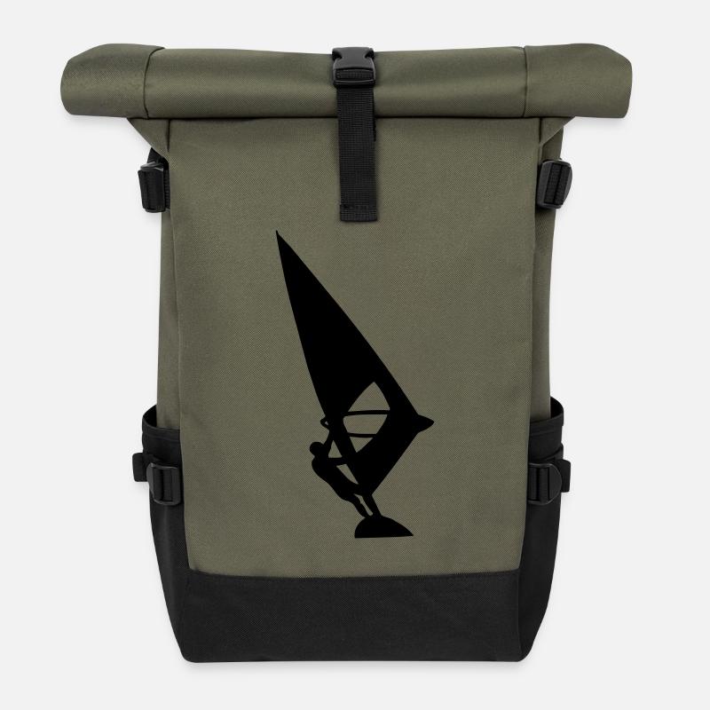 surfing surfer windsurfing - Rolltop Rucksack - Olive/Schwarz