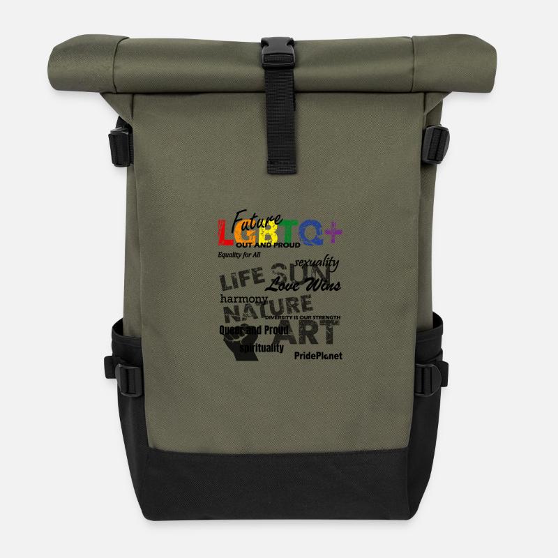 Celebrating Love & Diversity - Rolltop Rucksack - Olive/Schwarz