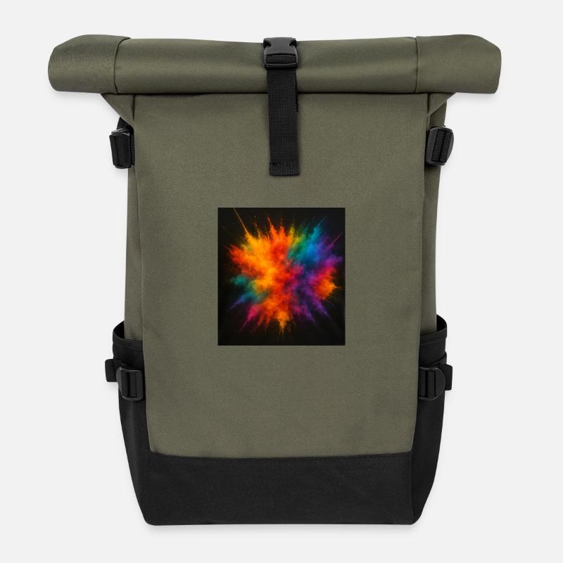 Splash Smoke Multicolor Omikly Staub - Rolltop Rucksack - Olive/Schwarz