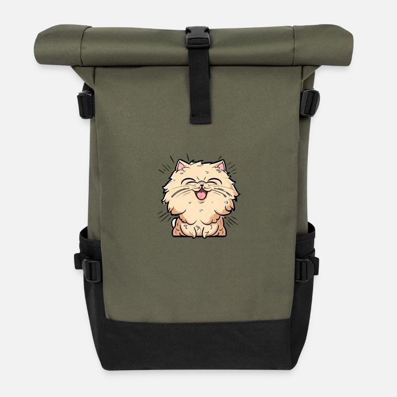 Happy Perserkatze Negan - Rolltop Rucksack - Olive/Schwarz