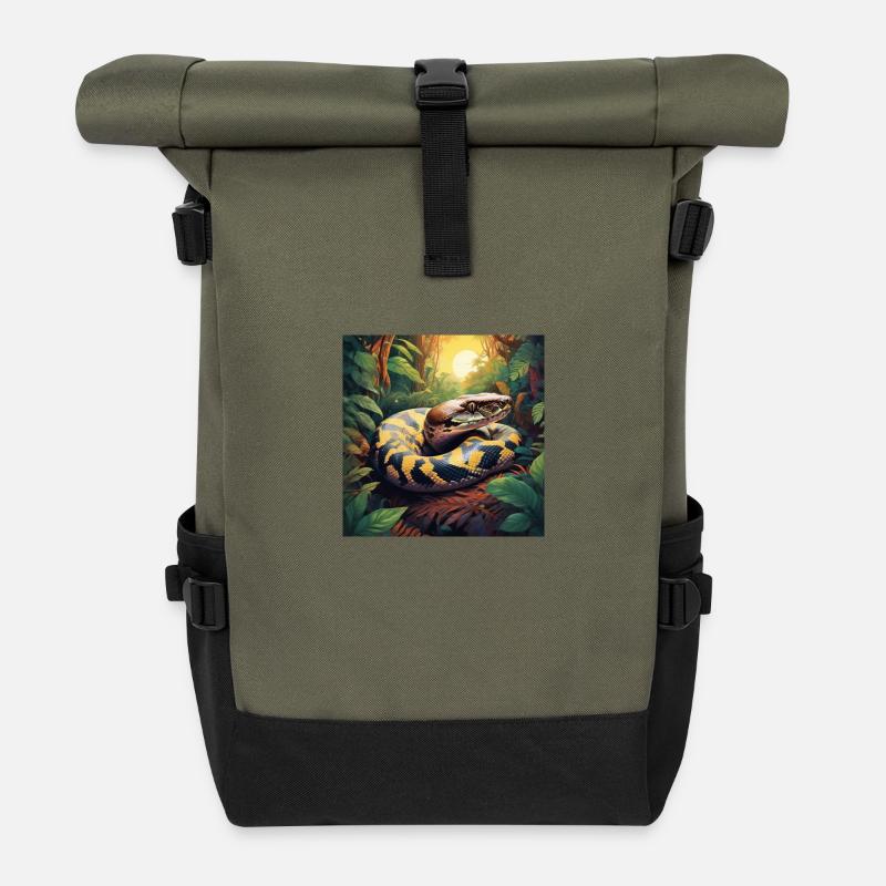 SCHLANGE - Rolltop Rucksack - Olive/Schwarz