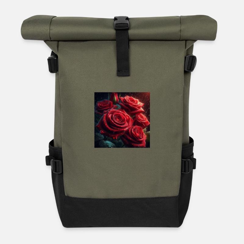 Regende Rose - Rolltop Rucksack - Olive/Schwarz