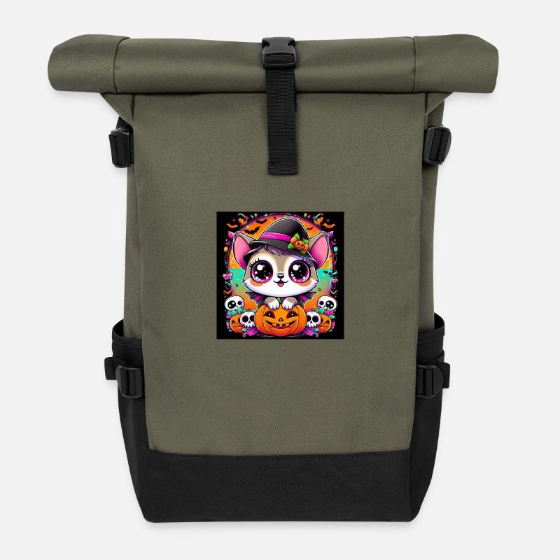 colorfull halloween - Rolltop Rucksack - Olive/Schwarz