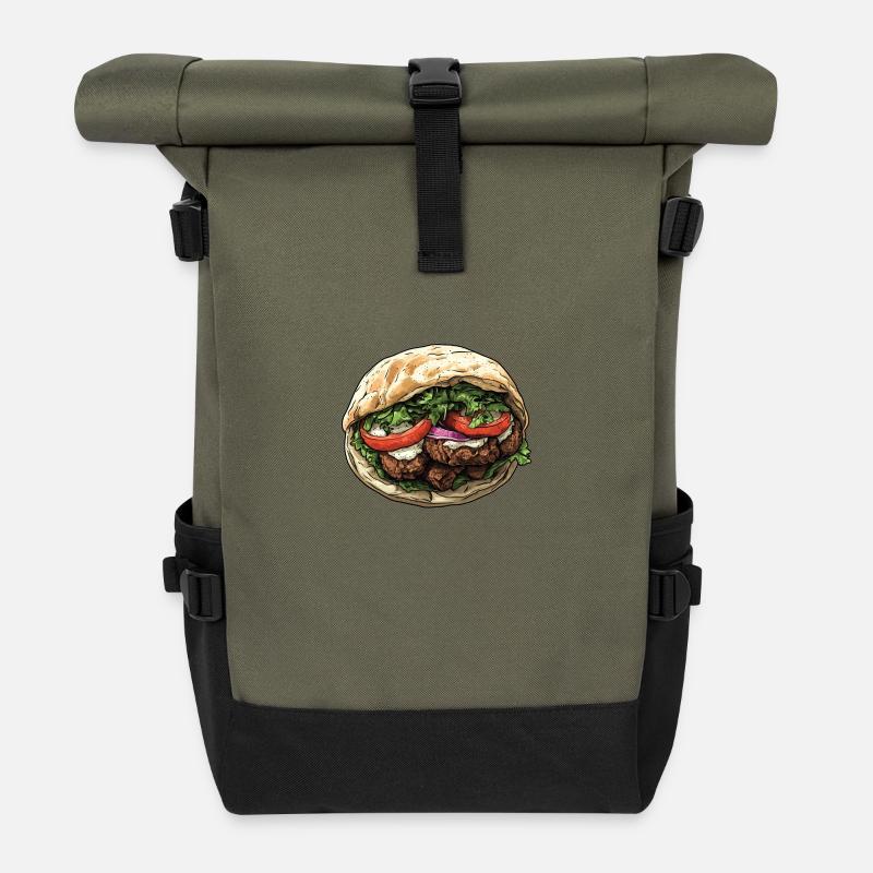 Frisch, lecker, authentisch: Falafel-Wrap - Rolltop Rucksack - Olive/Schwarz