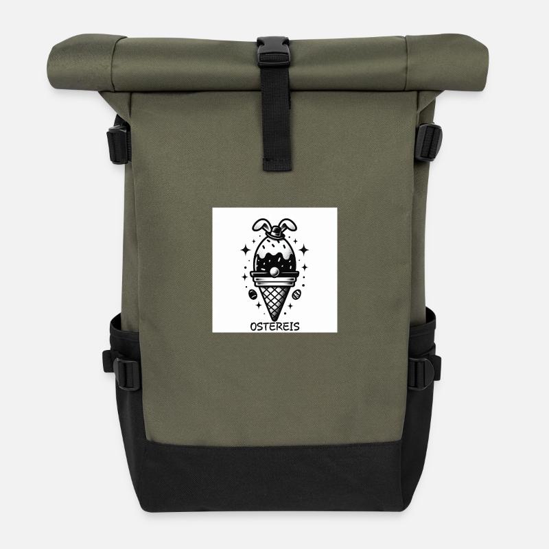 Ostern Eis - Rolltop Rucksack - Olive/Schwarz