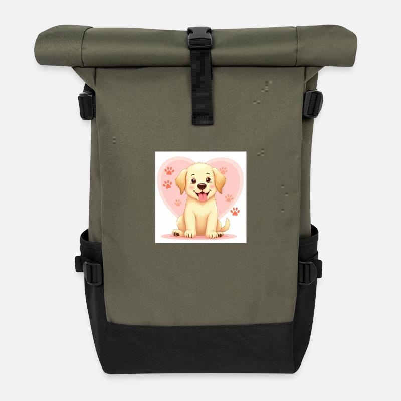 Flux Dev A whimsical pastelhued illustration 2 - Rolltop Rucksack - Olive/Schwarz