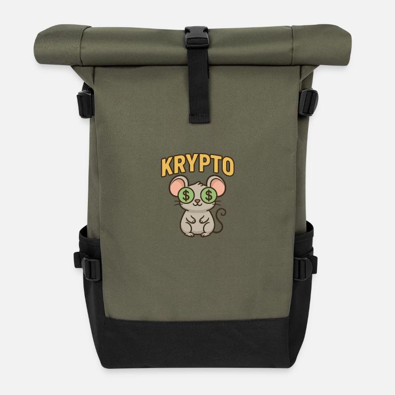 Krypto Maus 2.0 - Rolltop Rucksack - Olive/Schwarz