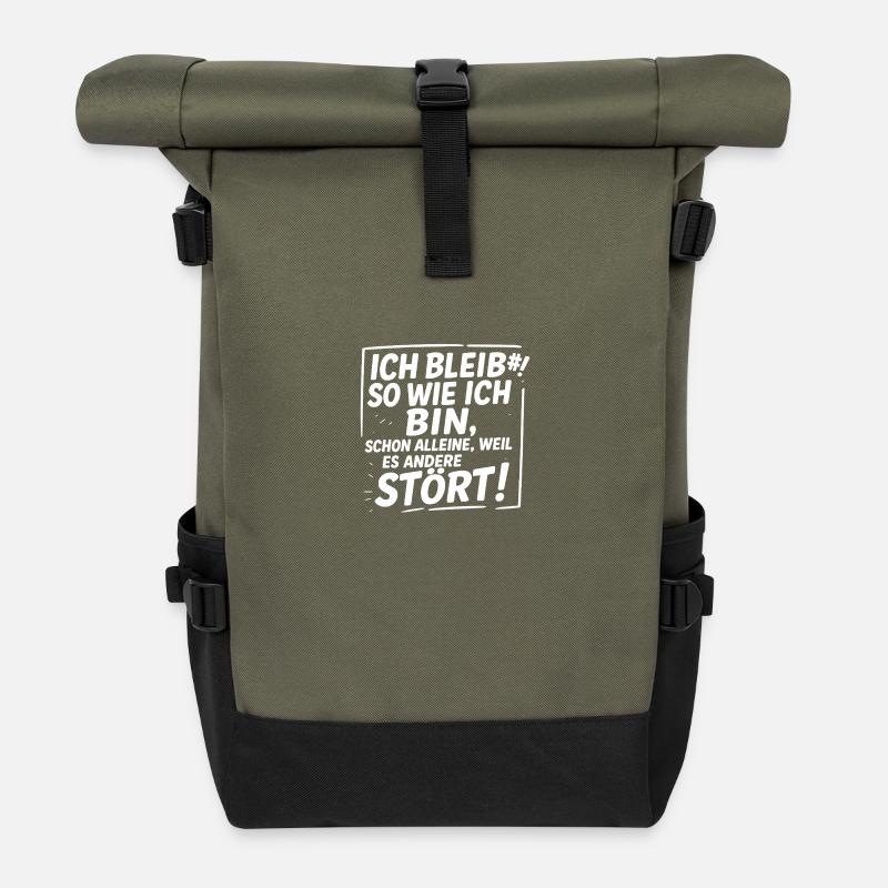 Ich bleib so wie ich bin... - Rolltop Rucksack - Olive/Schwarz
