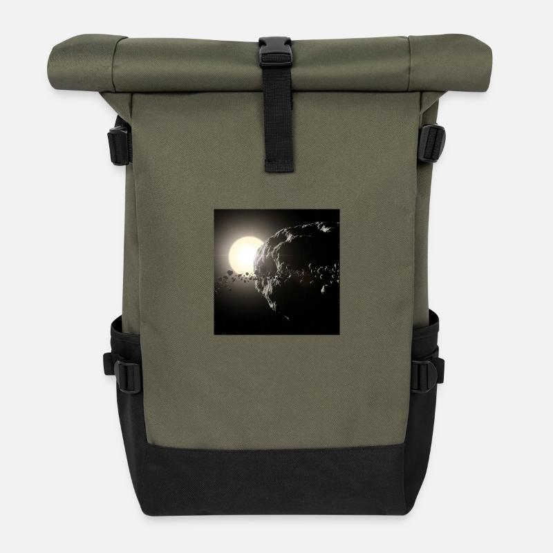 Moon and starry sky - Roll Top Backpack - olive/black
