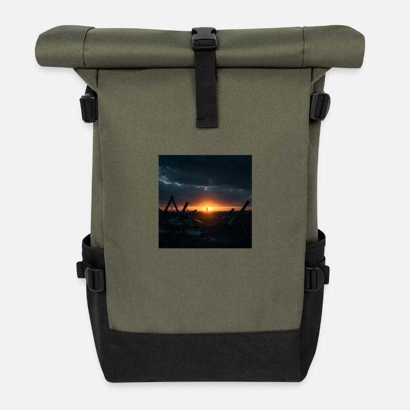 Coucher de soleil sur le lac - Sac à dos roll top - olive/noir