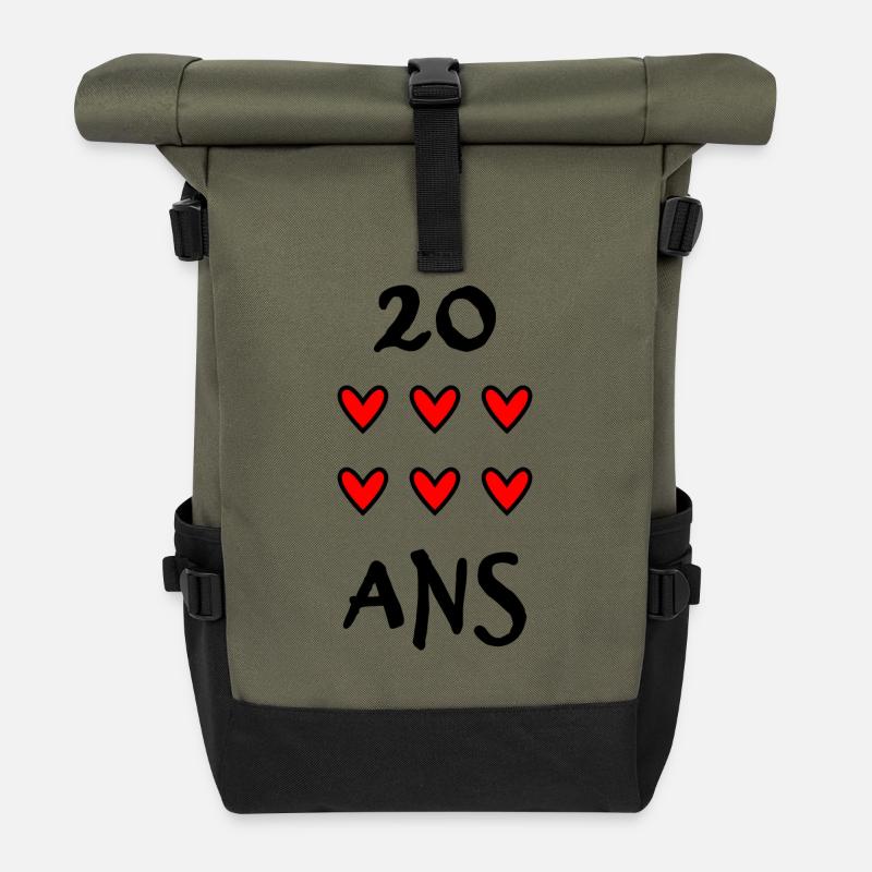 20. 20 ANS. 20e ANNIVERSAIRE. ANNIVERSAIRE 20 ANS. - Sac à dos roll top - olive/noir