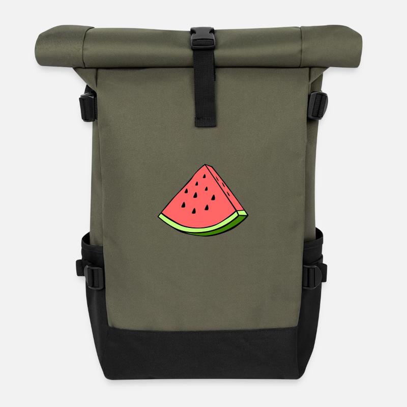 watermelon summer - Rolltop Rucksack - Olive/Schwarz