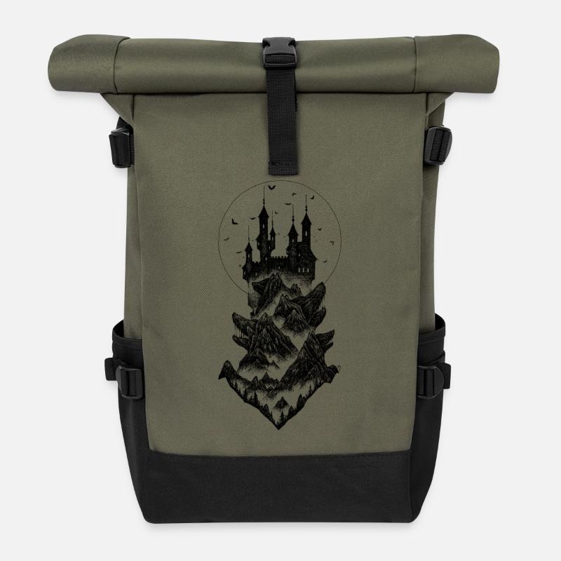 Schloss Dracula - schwarz - Rolltop Rucksack - Olive/Schwarz