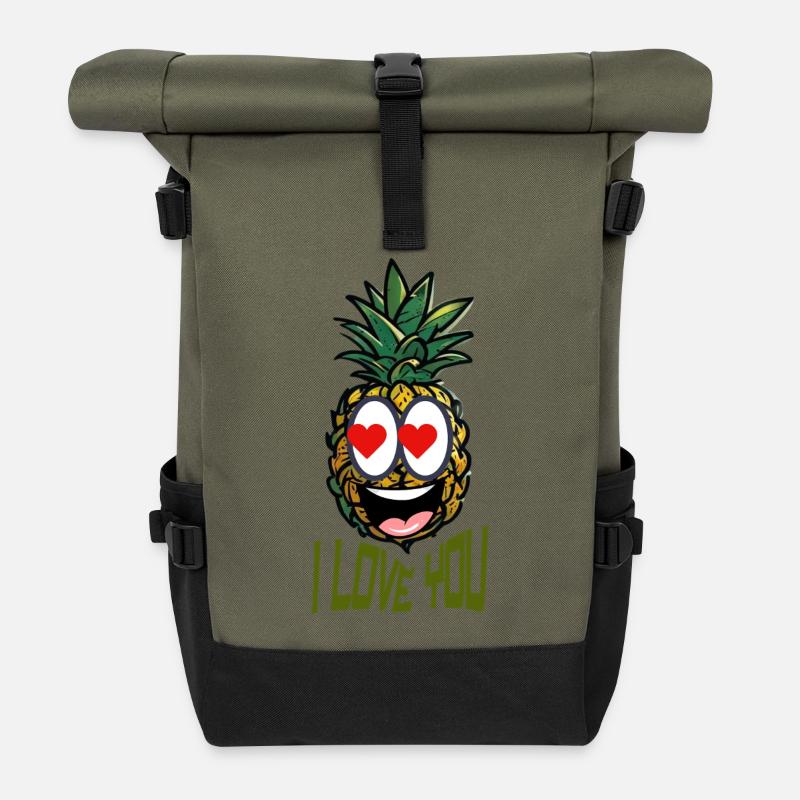 I LOVE YOU - Roll Top Backpack - olive/black