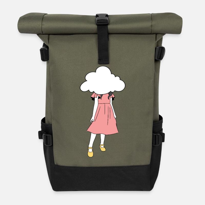 Kopf in den Wolken - Rolltop Rucksack - Olive/Schwarz