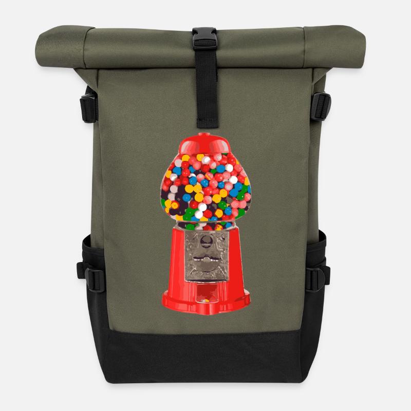 Kaugummi-Automat - Rolltop Rucksack - Olive/Schwarz